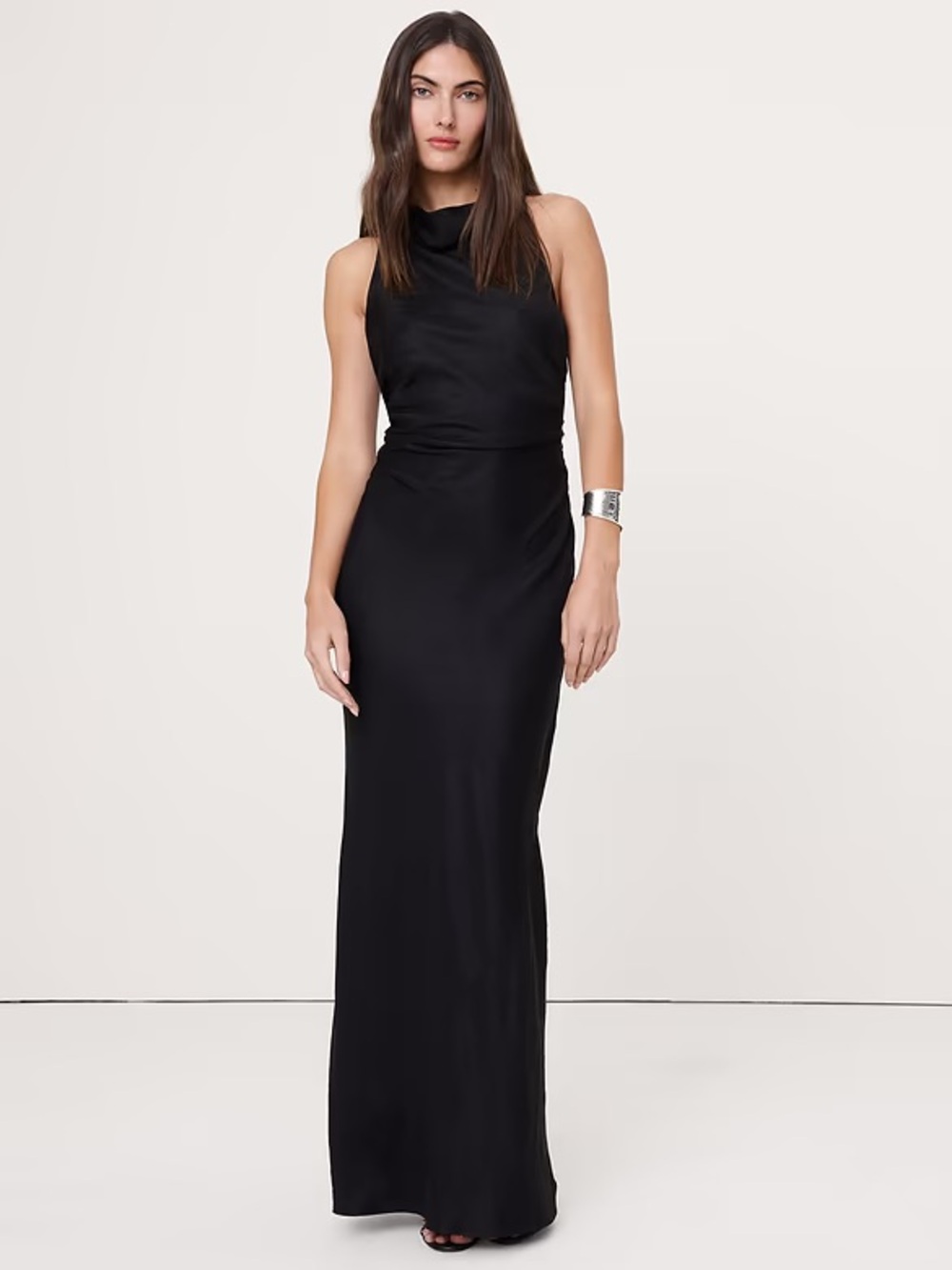 Banana Republic Black Sleeveless Cowl-Neck Maxi Dress